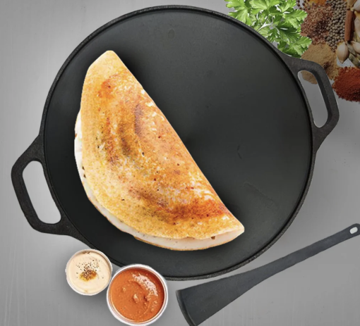 Cast Iron Roti/Chapati/Dosa Kallu Tawa Smooth Finish with Iron Ladle | 12 inch